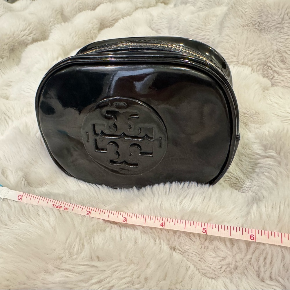 Tory Burch Black Patent Leather Cosmetic Bag